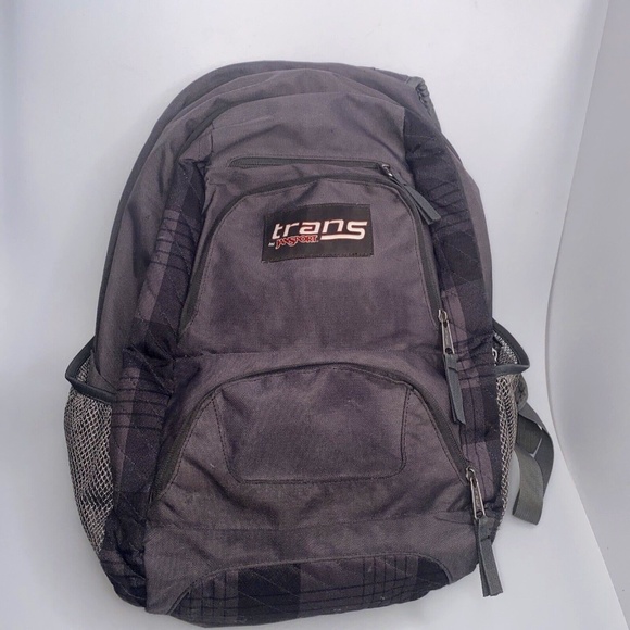 Jansport Other - Trans By Jansport Backpack Bookbag Black Gray Plaid 17"x18"x6"